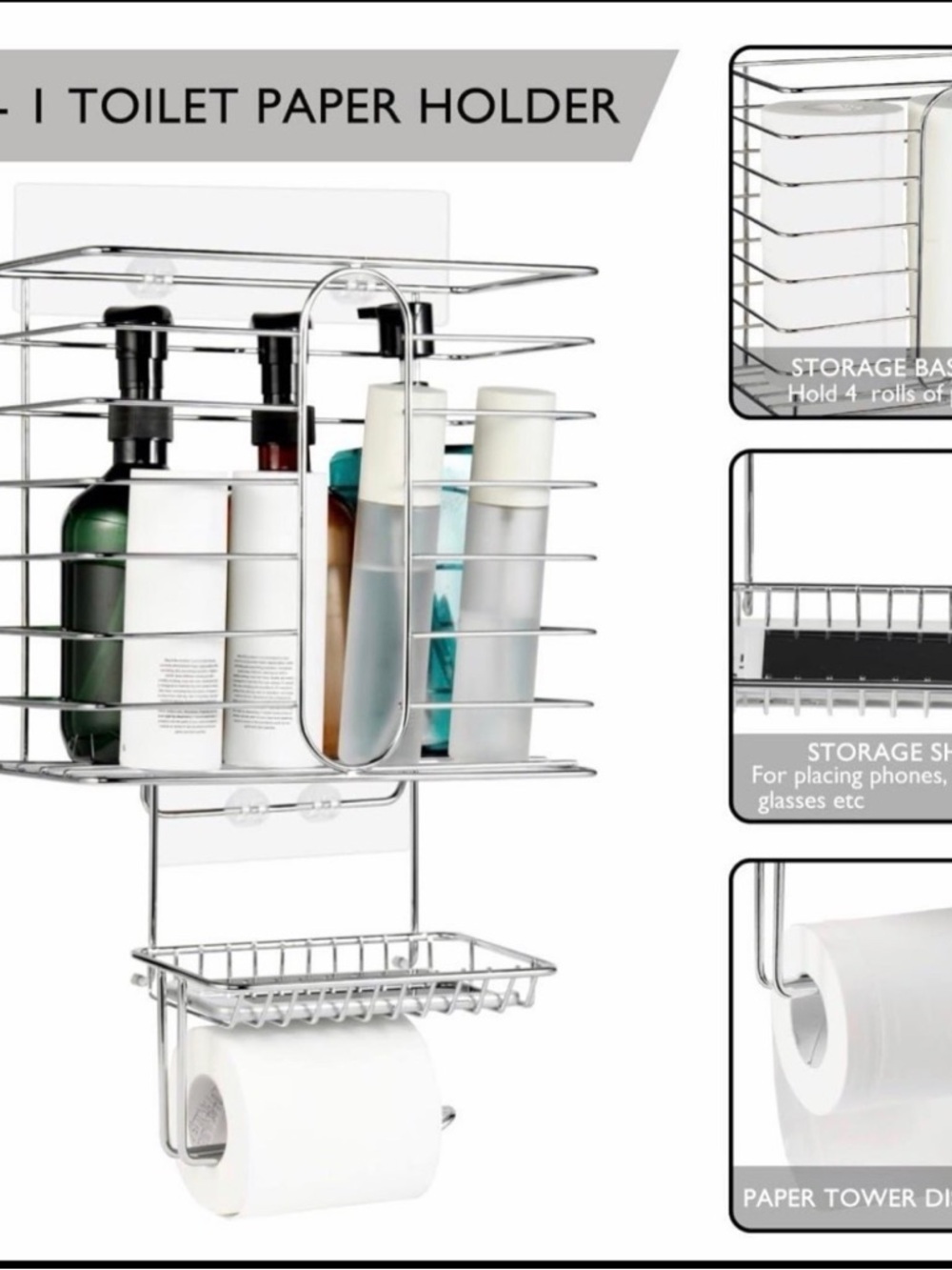 Chrome Toilet Organizer / Shower Caddy